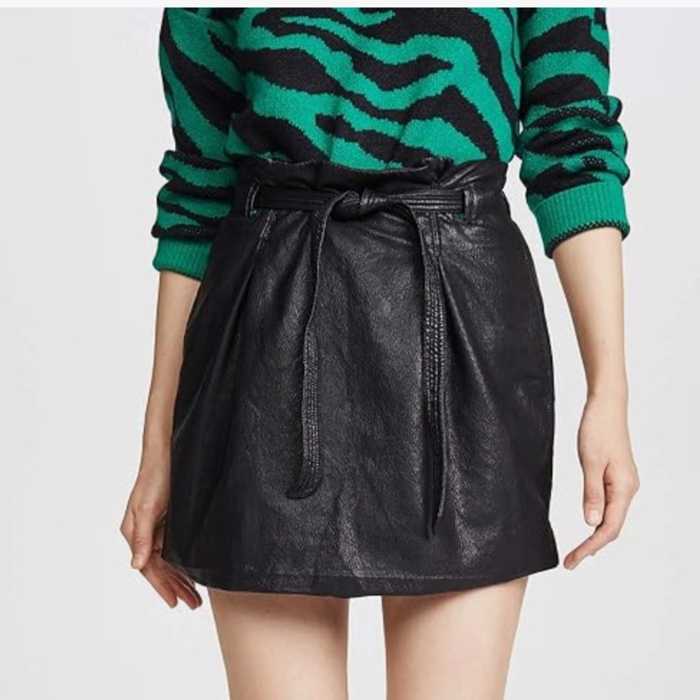 Free People Payton Paperbag Faux Leather Black Mini Skirt women size 6
